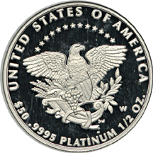 2005-W $50 Half-Ounce Platinum Eagle, NGC PF-69 Ultra Cameo.