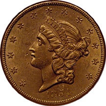 1854 Small Date. NGC AU-58.