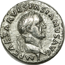 Denarii of the Roman Emperors Vespatian and Nerva.