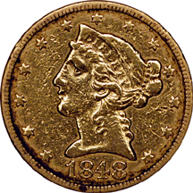 1848-C VF, ex-jewelry, polished.