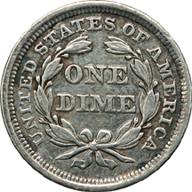 Thirteen Seated Liberty Dimes.