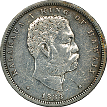 Lot of three 1883 Hawaiian coins.