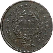 1794 "C-1a, R.3" half-cent, VF.