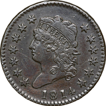 1814 Crosslet 4 S-294, R-1. VF, scratched.