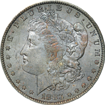 Nine intriguing Morgan silver dollars.