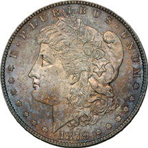 Nine intriguing Morgan silver dollars.