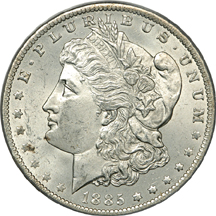 1884-O and five additional PCGS certified Morgan dollars. Unc.