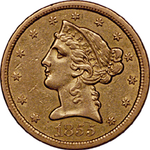 1855-O XF, reverse scratch.