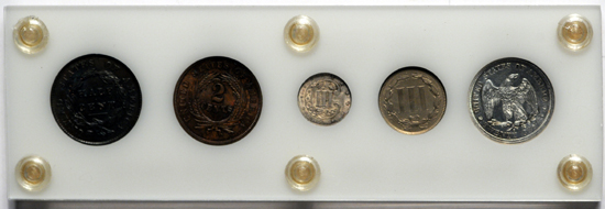 Five "Odd Denomination" type coins.