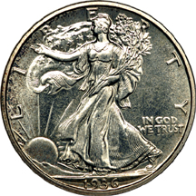 Proof Walking Liberty half-dollars set.