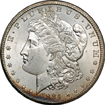 Two 1884-CC GSA Morgan dollars, NGC MS-65.