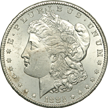 1882-CC GSA Morgan dollar, NGC MS-65.