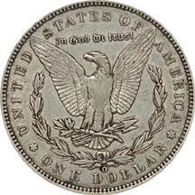 1888-O VAM-4, Hot Lips Doubled Die Obverse, Top 100 Variety. NGC AU-50.