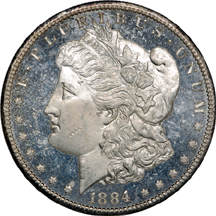 Twelve 1884-CC Morgan dollars. Unc.