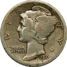 Album (1916 - 1945) of Mercury dimes.