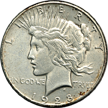 Album (1921 - 1935-S) of Peace dollars.