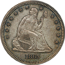 1865 PCGS AU-50.