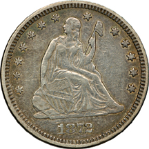 Three Liberty Seated quarters.