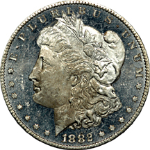 1882-CC and 1884-CC (x2) Morgan dollars.