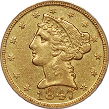 1847-D PCGS AU-53.