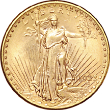 1916-S, 1923 and 1923-D Saint-Gaudens double-eagles.