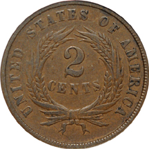 1864 Small Motto. ANACS XF-40.