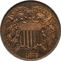 1872 PCGS PF-64 RB.