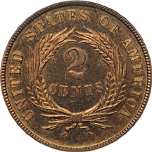 1872 PCGS PF-64 RB.