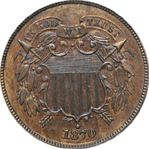 1870 PCGS PF-63 BN.