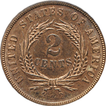 1869 PCGS PF-64 RB.