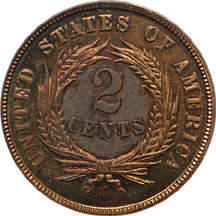 1868 PCGS PF-63 RB.