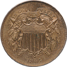 1864 Large Motto and 1866, PCGS PF-64 BN.