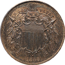 1864 Large Motto and 1866, PCGS PF-64 BN.