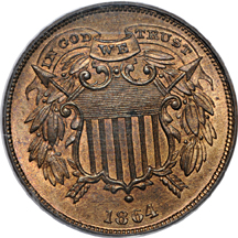 1864 Small Motto. PCGS MS-64 RB.