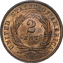 1864 Small Motto. PCGS MS-64 RB.