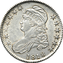 Six half-dollar type coins.