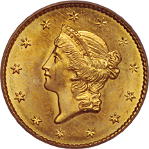 1849 Open Wreath. PCGS MS-64.