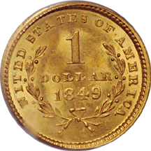 1849 Open Wreath. PCGS MS-64.