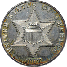 1867 PCGS PF-64.