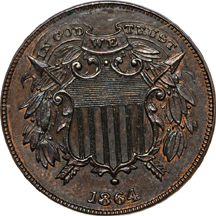 1864 Small Motto. PCGS PF-64 BN.