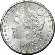 1881-CC and 1891-CC Morgan dollars.