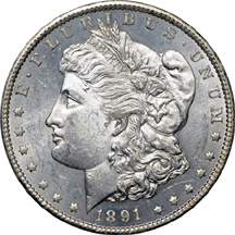 1881-CC and 1891-CC Morgan dollars.