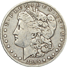 1889-CC and 1895-O Morgan dollars.