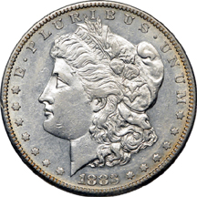 1883-S, 1884-S and 1885-S Morgan dollars, AU.