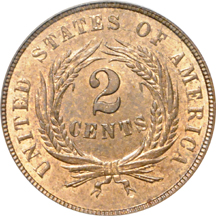 1864 Large Motto. PCGS MS-64 RB.