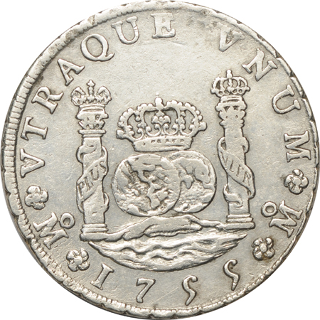 Nine Spanish Colonial 8 Reales struck in Mexico City.