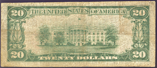 1929 $20.00. Louisa, KY Charter# 7122 Ty. 2. F.