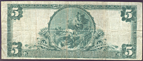 1902 $5.00. Waukegan, IL Charter# 945 Blue Seal. F.