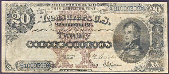 1880 $20.00.  PMG F-12.