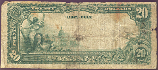 1902 $20.00. Grand Meadow, MN Charter# 6933 Blue Seal Date Back. VG.